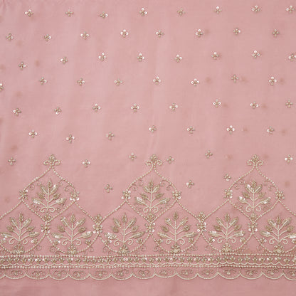Dusty Pink Silk Organza Kurta Set with Tissue Dupatta