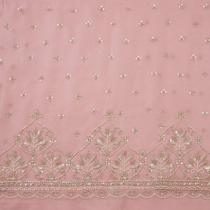 Dusty Pink Silk Organza Kurta Set with Tissue Dupatta