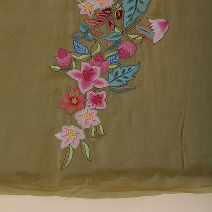 Dusty Green Organza Resham Embroidered Suit with Dupatta