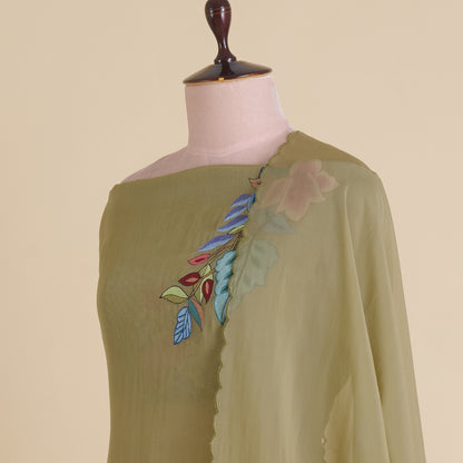 Dusty Green Organza Resham Embroidered Suit with Dupatta