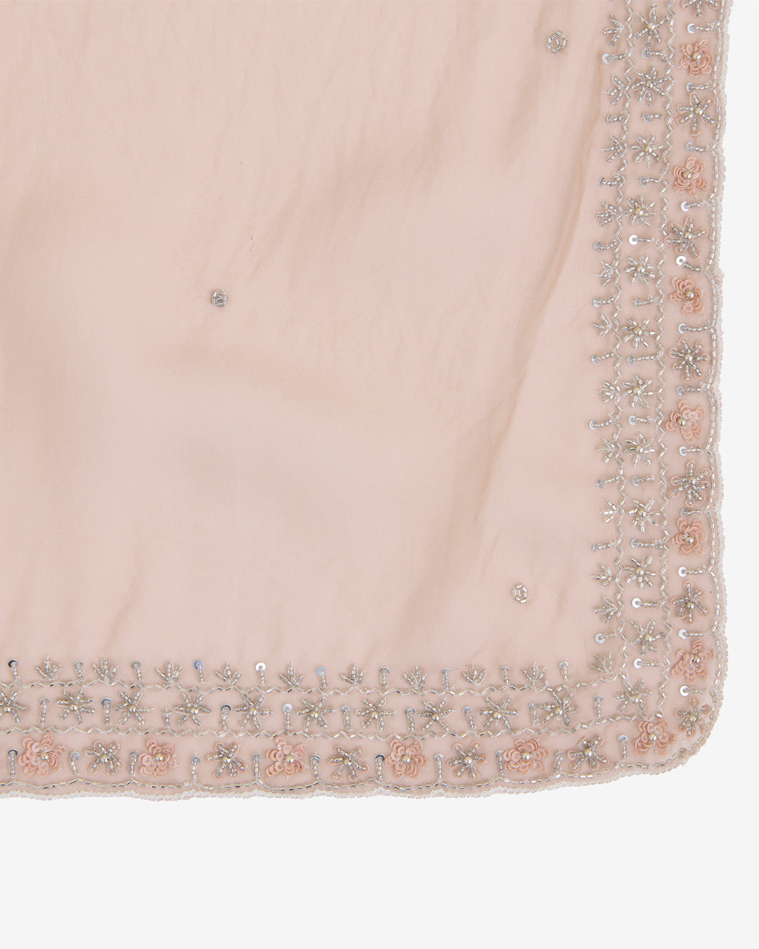 Dusty Brown Organza Kurta with Sequins, Cut-Dana & Beads Work and Matching Dupatta