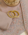 Dusty Brown Organza Kurta with Sequins, Cut-Dana & Beads Work and Matching Dupatta