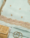 Ice Mint Silk Organza Suit with Pearl & Zardozi Embroidery