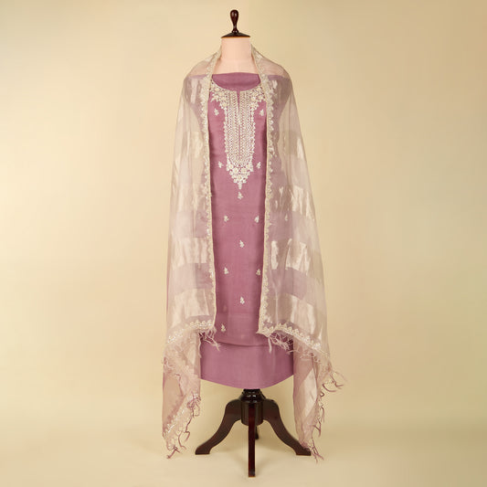 Lilac Matt Organza Suit with Cut Dana, Sequin & Pearl Embroidery and Shaded Organza Dupatta