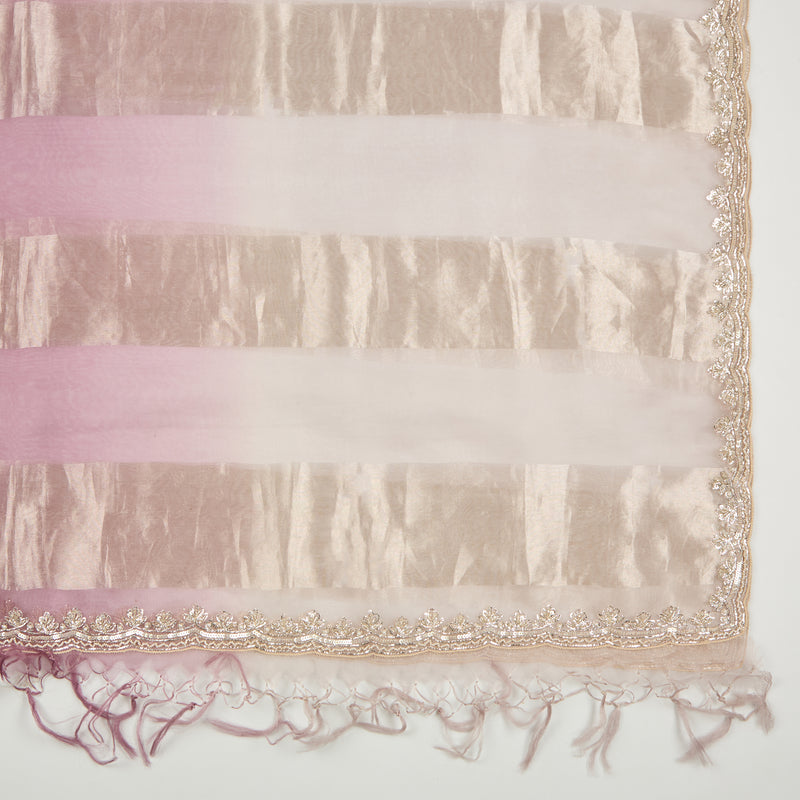 Lilac Matt Organza Suit with Cut Dana, Sequin & Pearl Embroidery and Shaded Organza Dupatta