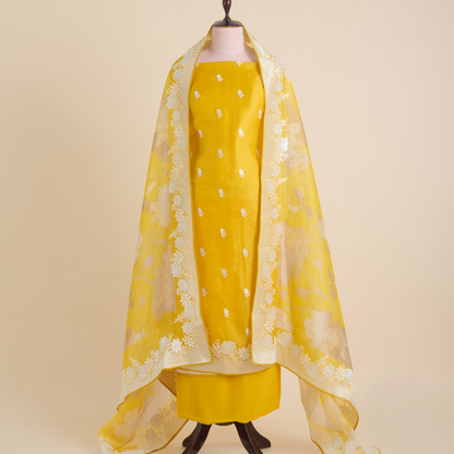 Mango Silk Organza Resham & Zari Embroidered Kurta Set