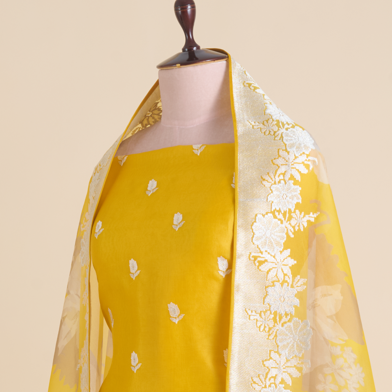 Mango Silk Organza Resham & Zari Embroidered Kurta Set