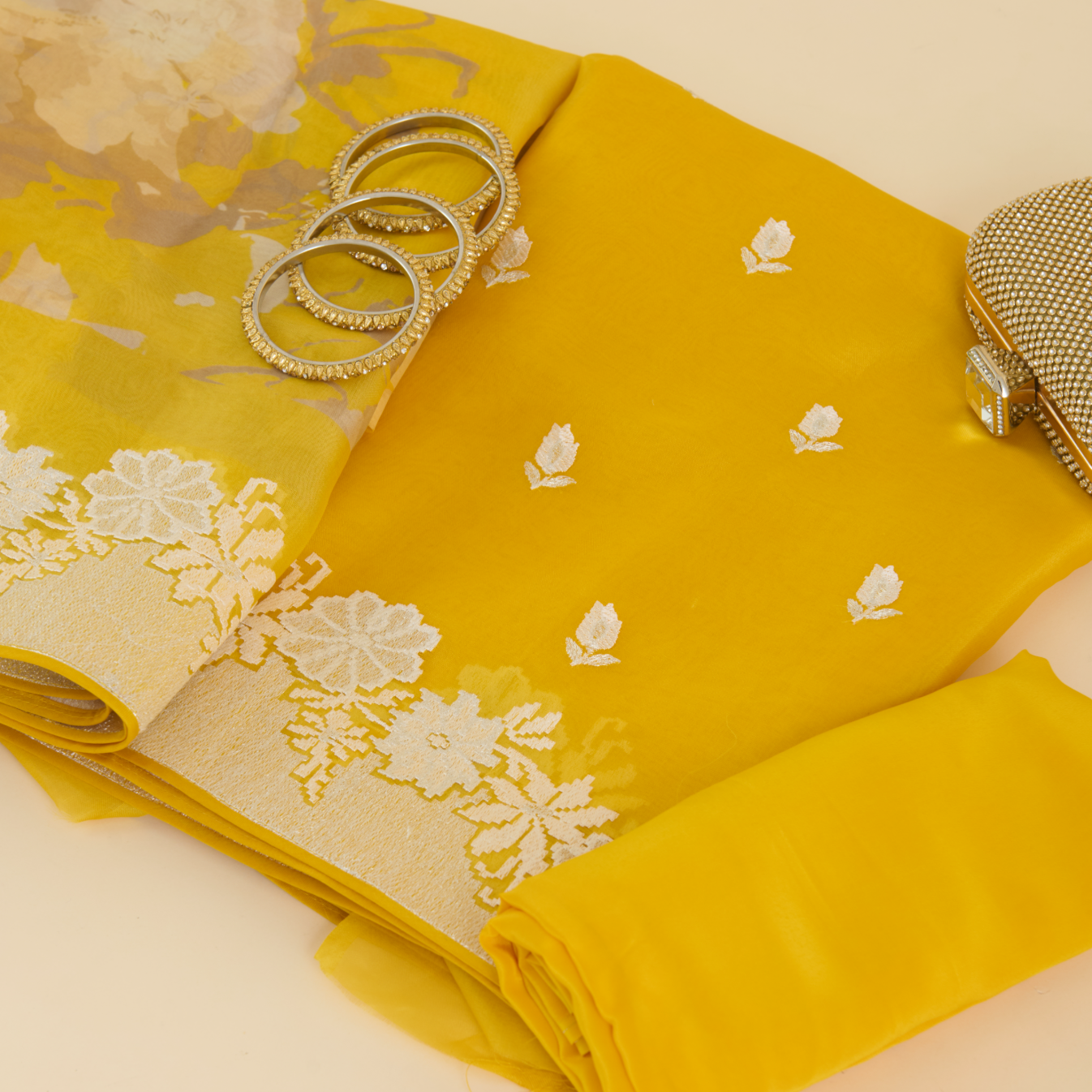 Mango Silk Organza Resham & Zari Embroidered Kurta Set