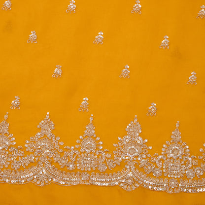 Mustard Silk Organza Kurta with Embroidered Dupatta Set
