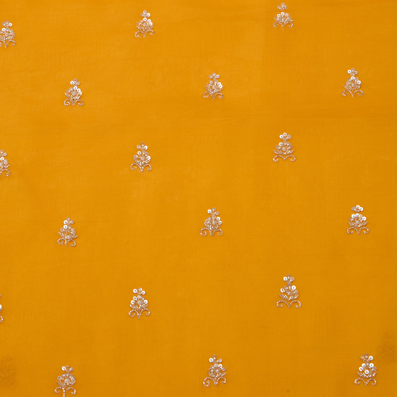 Mustard Silk Organza Kurta with Embroidered Dupatta Set