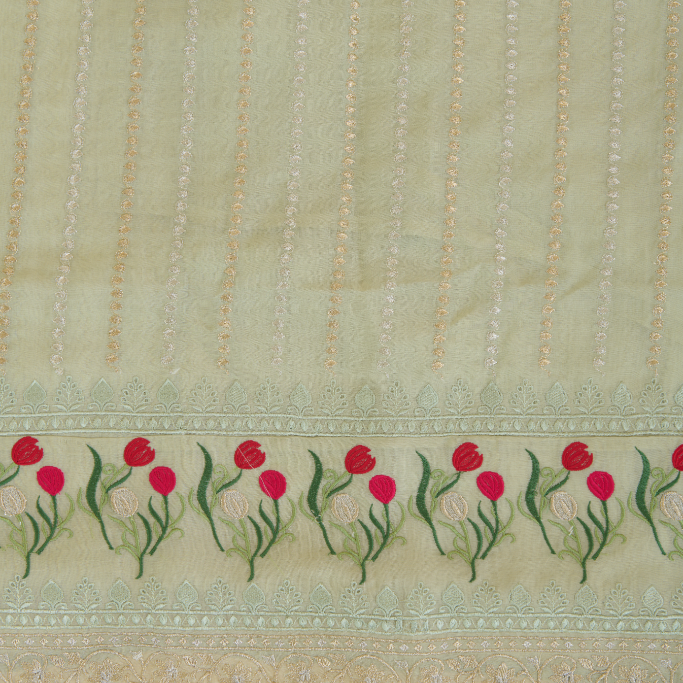 Pista Green Organza Resham & Zari Embroidered Kurta Set