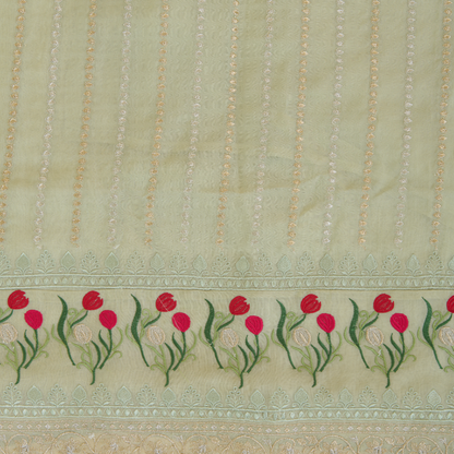 Pista Green Organza Resham & Zari Embroidered Kurta Set