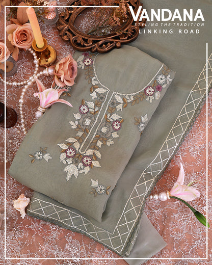 Sea Green Organza Suit with Gota Lacchi Resham Embroidery Dupatta