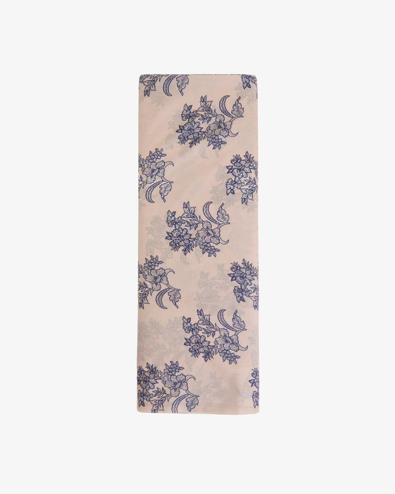 Pure Silk Digital Floral Buti Printed Fabric – Light Peach & Blue