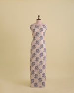 Pure Silk Digital Floral Buti Printed Fabric – Light Peach & Blue