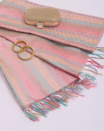 Multicolor Pure Silk Hand Woven Multi Stripe Buta Dupatta
