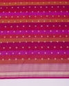 Magenta Pure Silk Hand Woven Multi Stripe Buta Dupatta