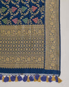 Navy Blue Pure Silk Handwoven Gold Mina Jaal Dupatta