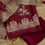 Burgundy Silk Organza Kurta Set with Zari Embroidery