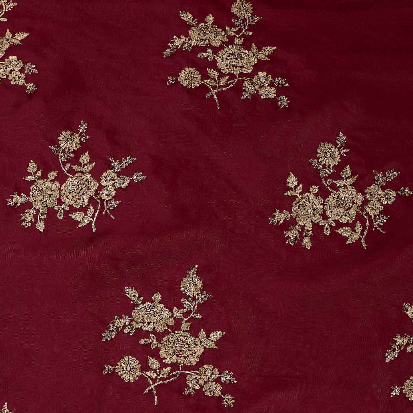 Burgundy Silk Organza Kurta Set with Zari Embroidery