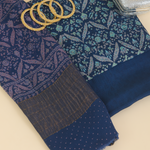 Blue Pure Crepe Printed Suit with Georgette Border Dupatta