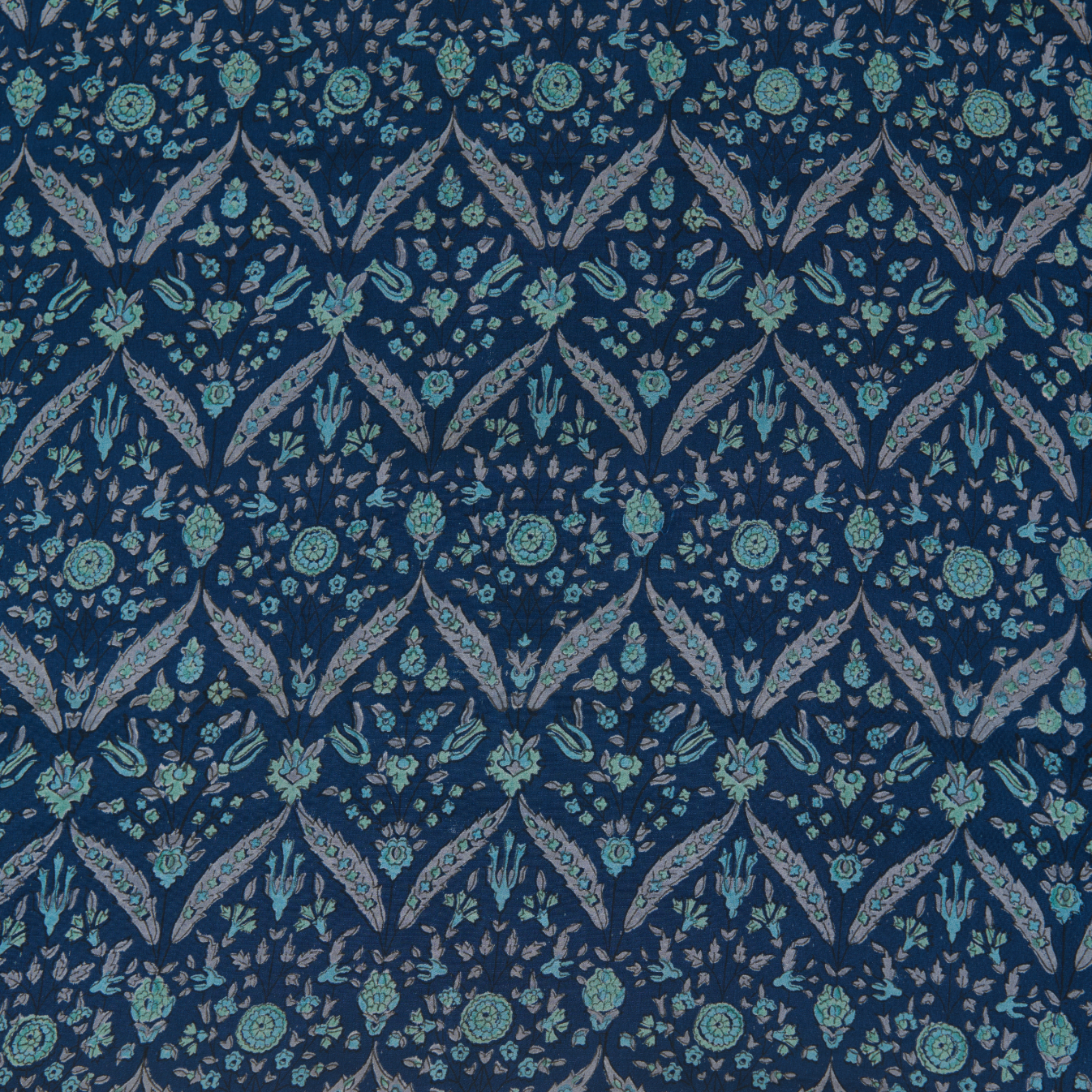 Blue Pure Crepe Printed Suit with Georgette Border Dupatta