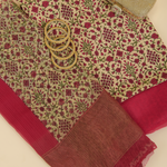 Beige & Pink Pure Crepe Printed Suit with Georgette Dupatta