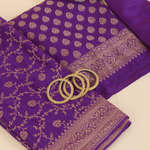 Dark Purple Pure Crepe Hand Woven Kurta Set