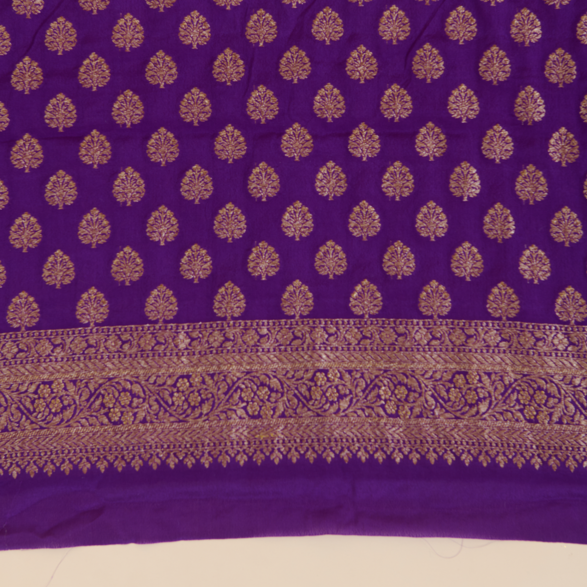 Dark Purple Pure Crepe Hand Woven Kurta Set