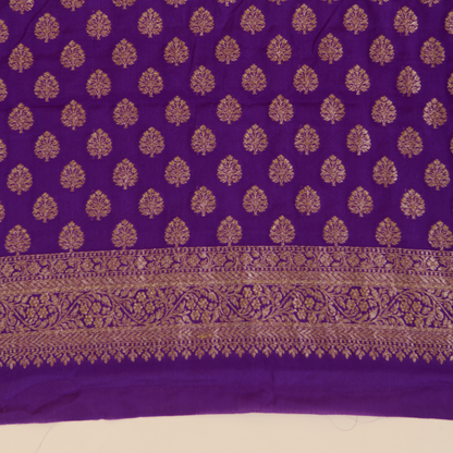 Dark Purple Pure Crepe Hand Woven Kurta Set
