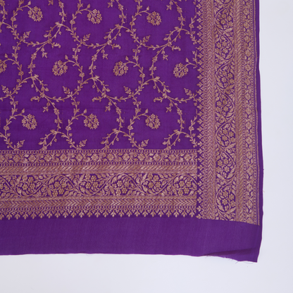 Dark Purple Pure Crepe Hand Woven Kurta Set