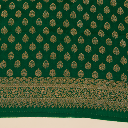 Green Pure Crepe Hand Woven Kurta Set with Dupatta