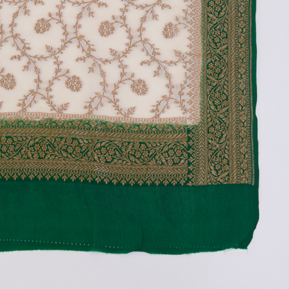 Green Pure Crepe Hand Woven Kurta Set with Dupatta