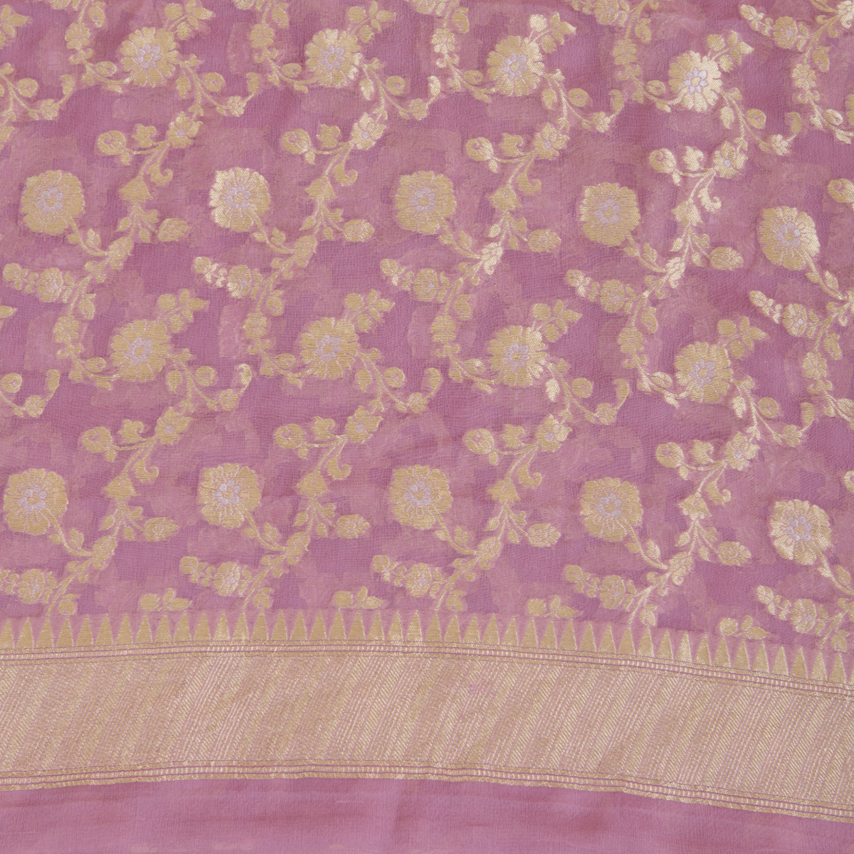 Lilac Pure Georgette Hand Woven Kurta Set with Dupatta
