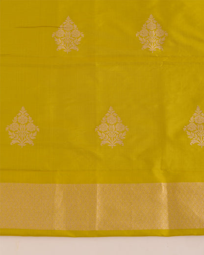 Lime Green Pure Silk Hand Woven Suit with Dupatta & Silk Bottom | Vandana Fabrics