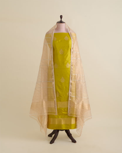 Lime Green Pure Silk Hand Woven Suit with Dupatta & Silk Bottom | Vandana Fabrics