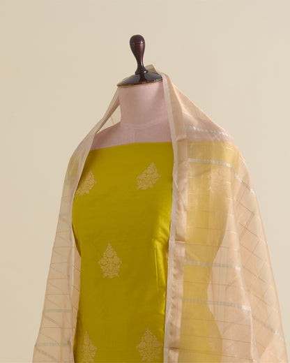 Lime Green Pure Silk Hand Woven Suit with Dupatta & Silk Bottom | Vandana Fabrics