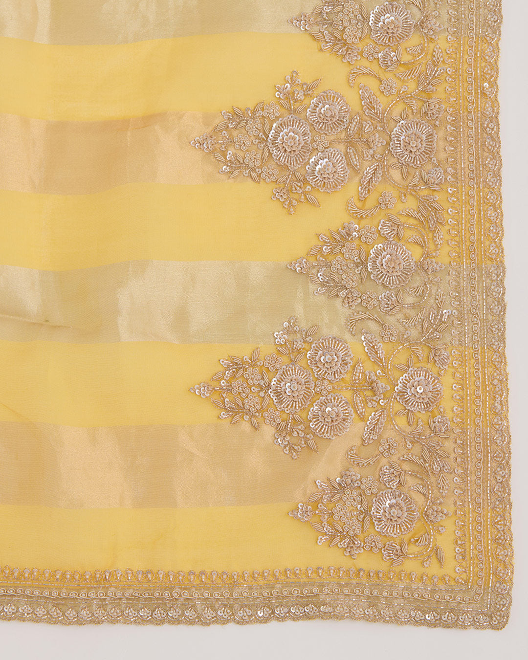 Mango Yellow Silk Organza Embroidered Kurta Set with Dupatta & Bottom