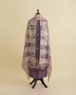 Misty Lilac Grey Silk Organza Suit with Zardozi Embroidery