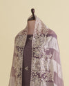 Misty Lilac Grey Silk Organza Suit with Zardozi Embroidery