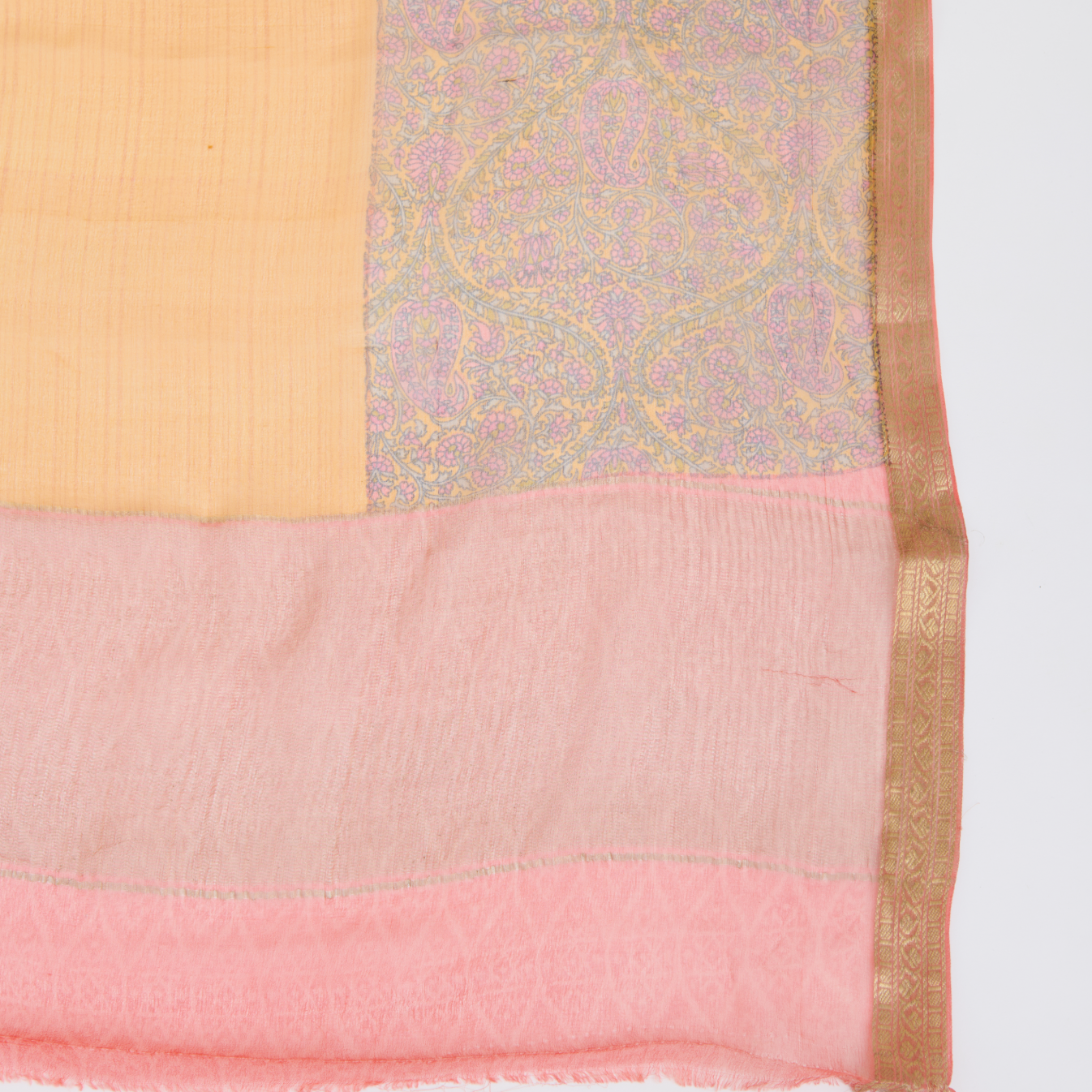 Orange Pure Crepe Printed Suit with Georgette Border Dupatta