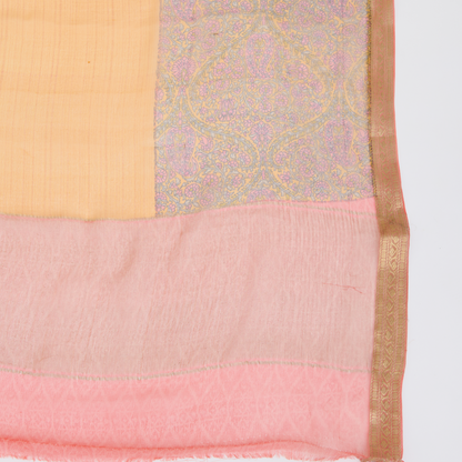 Orange Pure Crepe Printed Suit with Georgette Border Dupatta