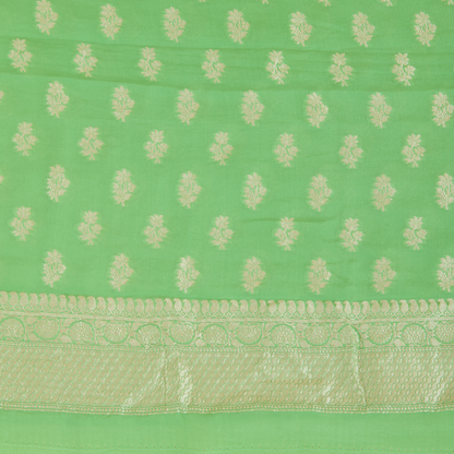 Parrot Green Pure Crepe Hand Woven Kurta Set