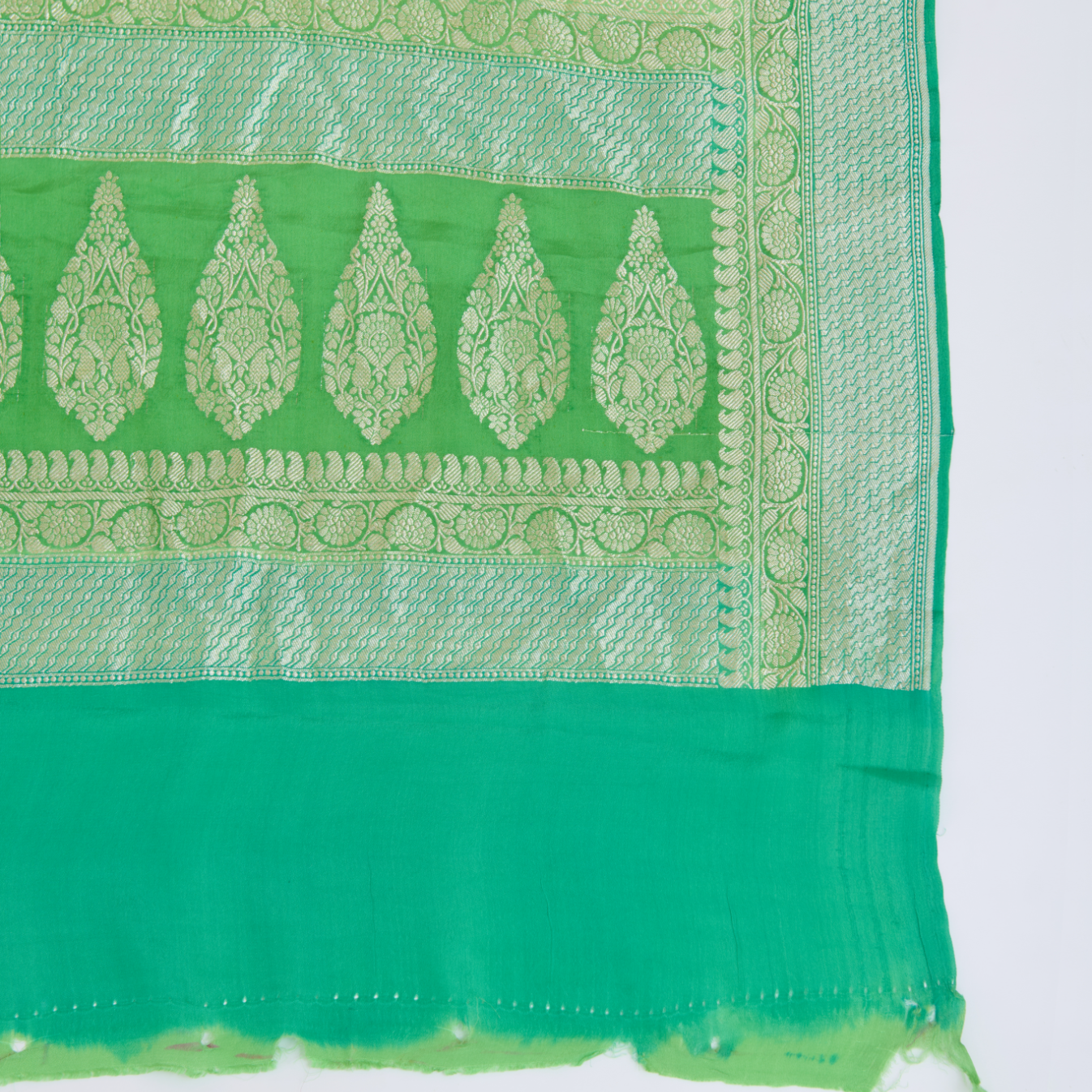 Parrot Green Pure Crepe Hand Woven Kurta Set