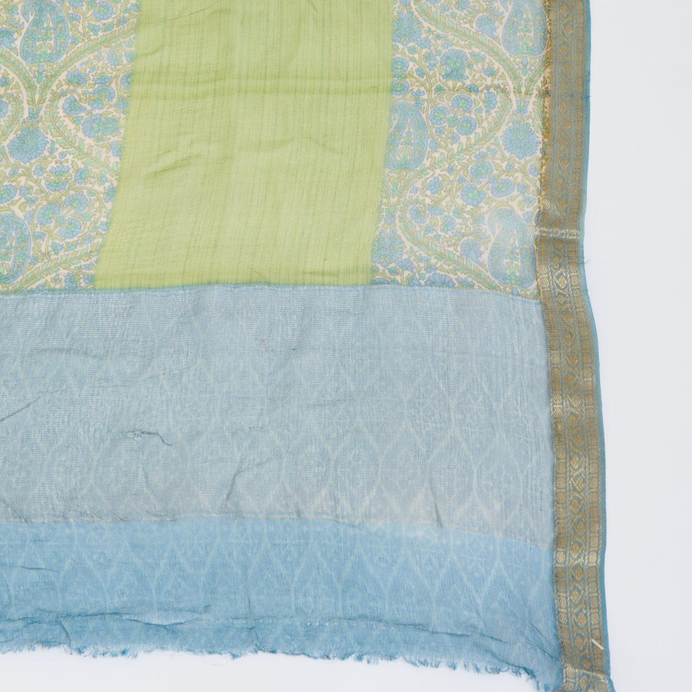 Parrot Green Pure Crepe Printed Suit with Georgette Dupatta