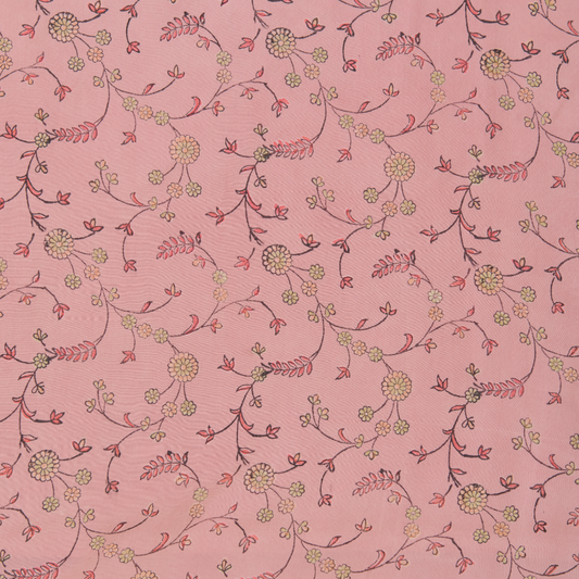 Pastel Pink Pure Crepe Printed Suit with Georgette Dupatta