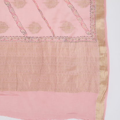 Pastel Pink Pure Crepe Printed Suit with Georgette Dupatta