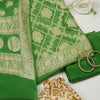Parrot Green Pure Georgette Handwoven Kurta Set with Heavy Jaal Dupatta