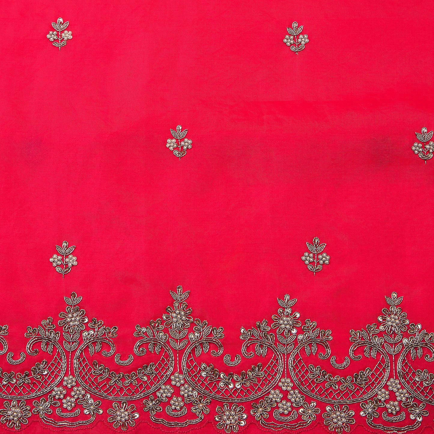 Rani Pink Silk Organza Kurta with Zardozi & Pearl Work