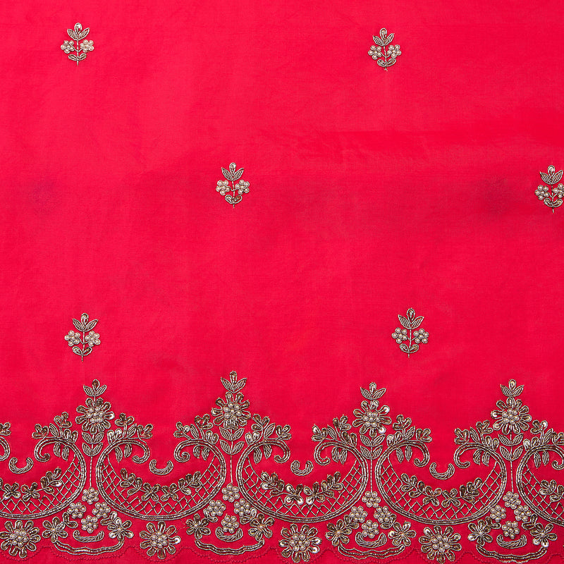 Rani Pink Silk Organza Kurta with Zardozi & Pearl Work